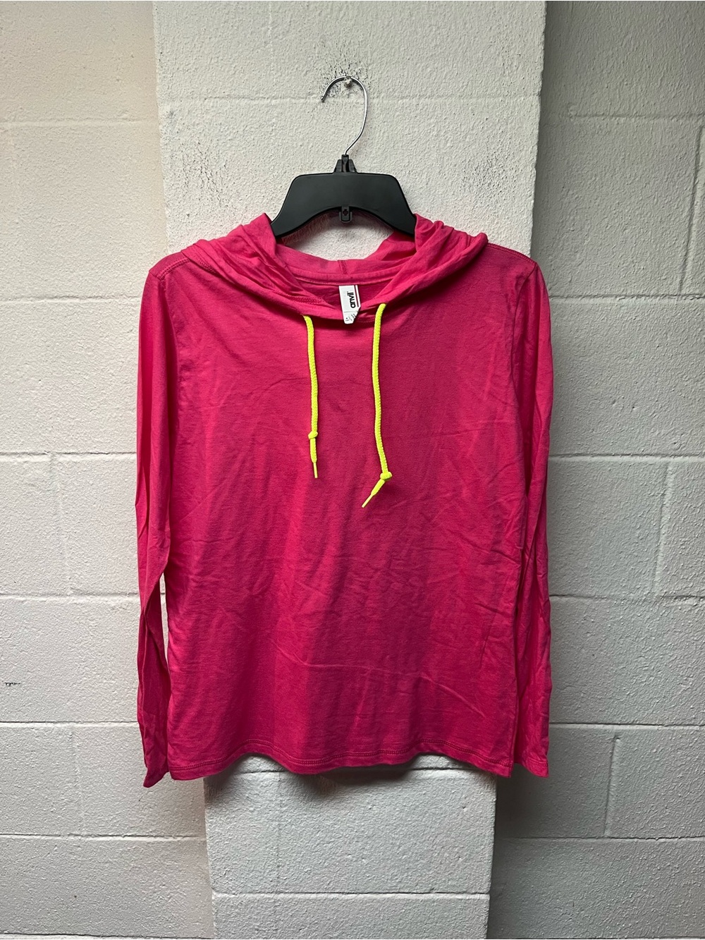 Anvil Hot Pink Hoodie with Neon Yellow Drawstrings